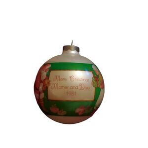 1981 Glass Gibson Merry CHRISTMAS Mother & Dad ORNAMENT Santa Mrs. Clause No Box